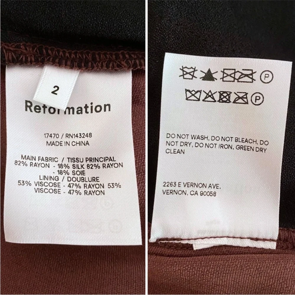 NEW Reformation Wes Velvet Pant Chestnut 2